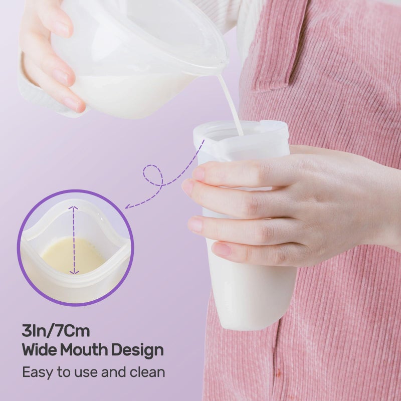 Nuliie 7 Pcs Silicone Breastmilk Storage Bags Reusable, 8oz/240ml Double Leak-Proof Breastmilk Freezer Bags, BPA Free Self-Standing Milk Bags for Breastfeeding, Baby Food Pouches - Image 3